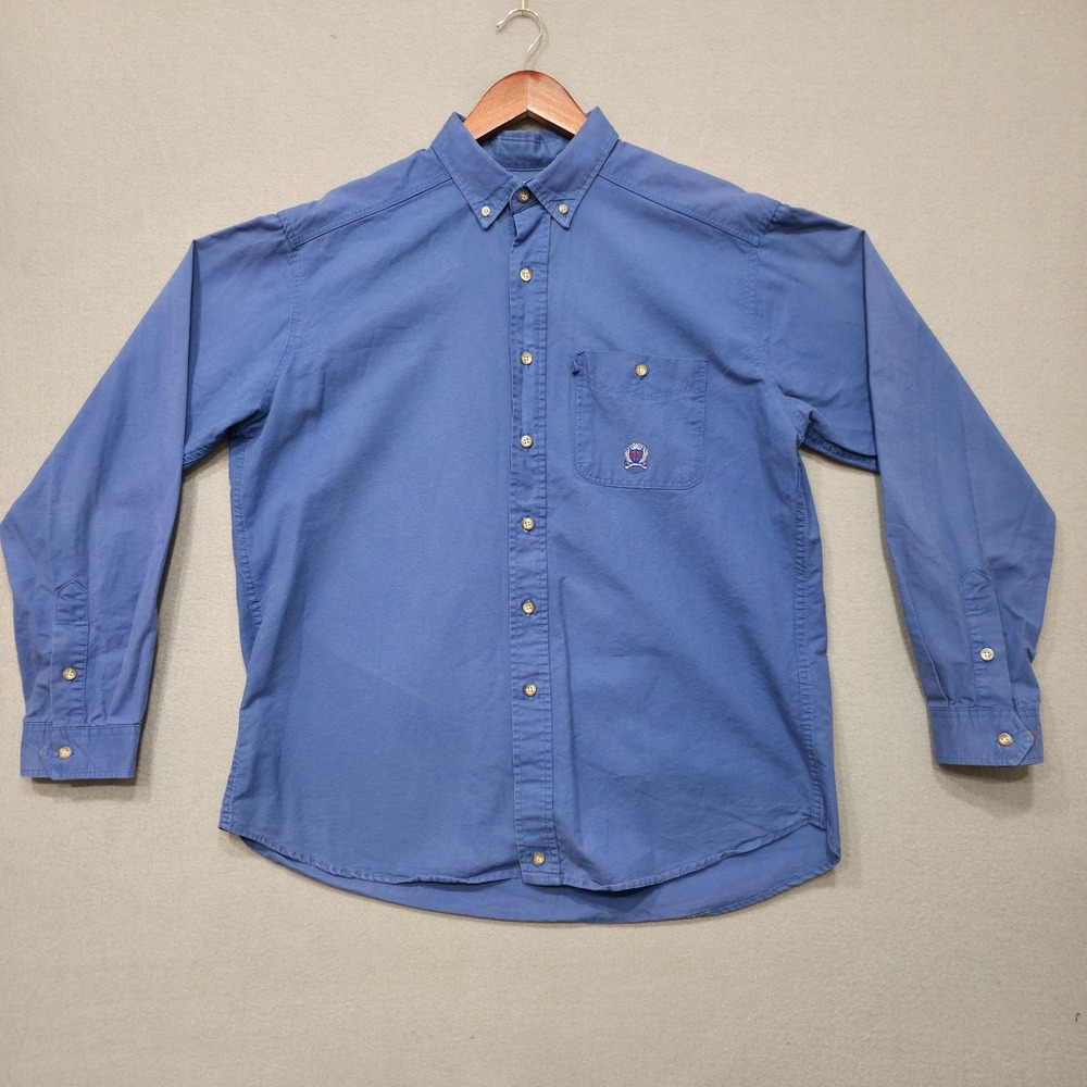Panhandle Slim Rough‎ Stock Men's Blue Button Up Long Sleeve Shirt Size Large